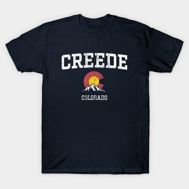 Creede Colorado CO Vintage Athletic Mountains T-Shirt by TGKelly